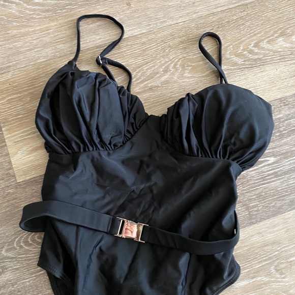 Ruffled black tank bodysuit swim suit one piece🤍 - Picture 4 of 5